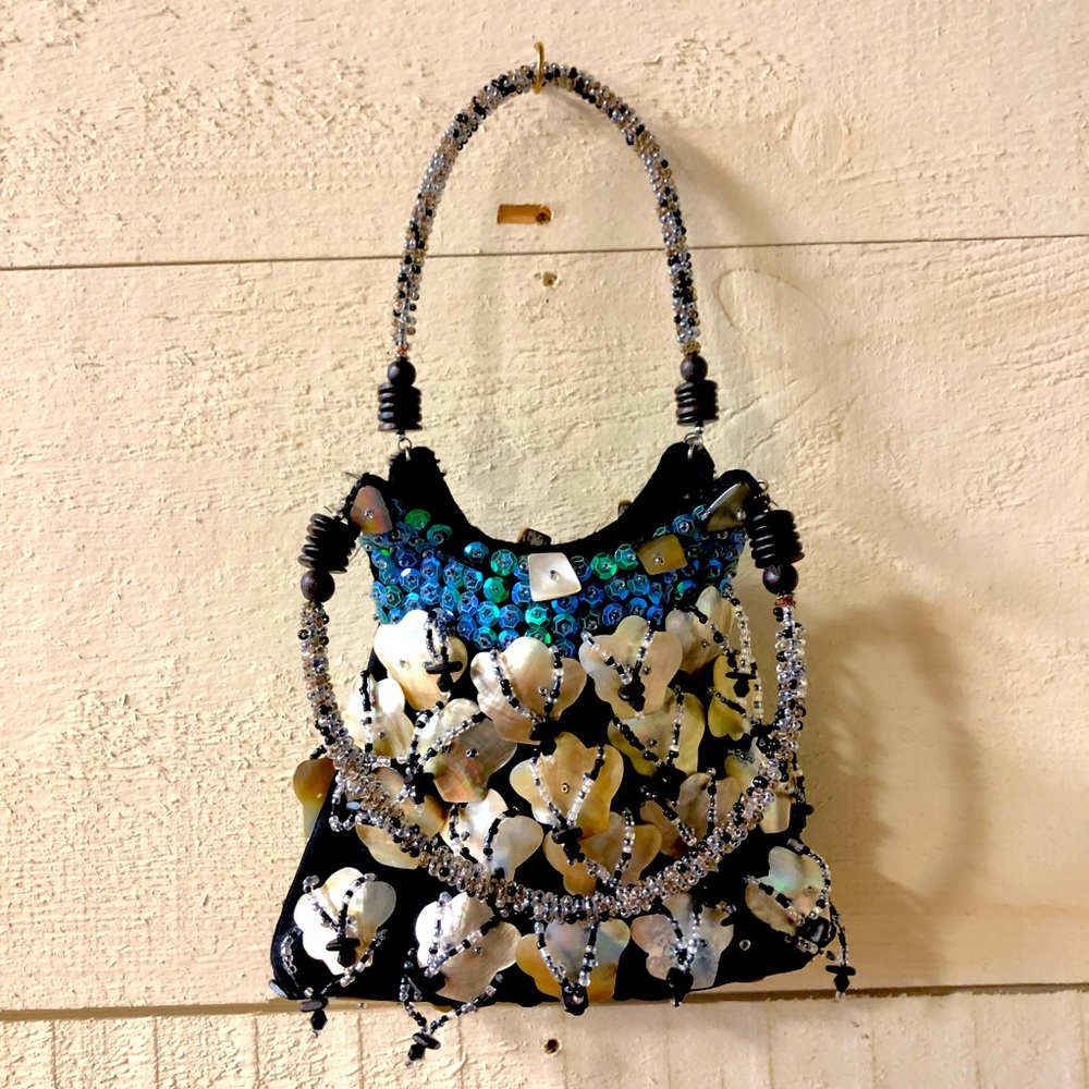 Festive Tiny Bag Abalone Shells Iridescent Beads … - image 3